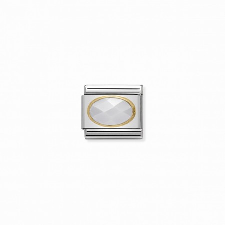 Nomination Gold Oval White Jade Stone Composable Charm